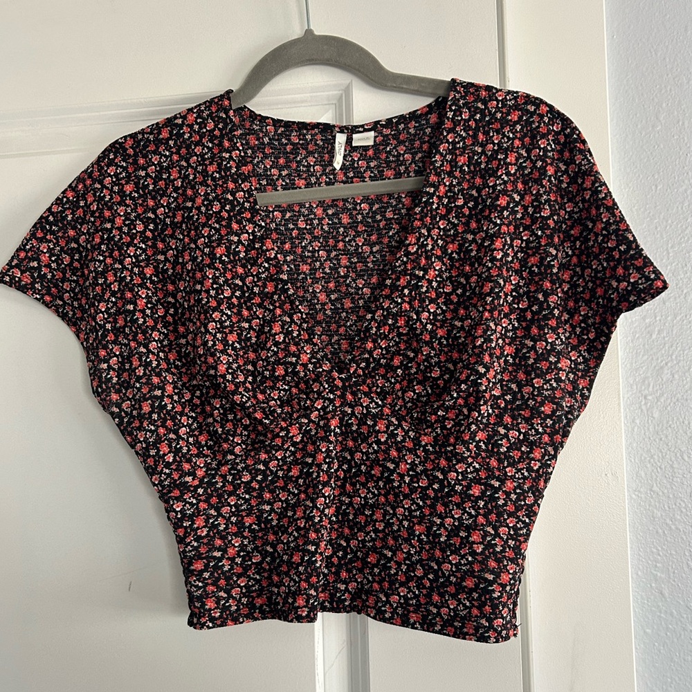 Deep V Floral Crop Top